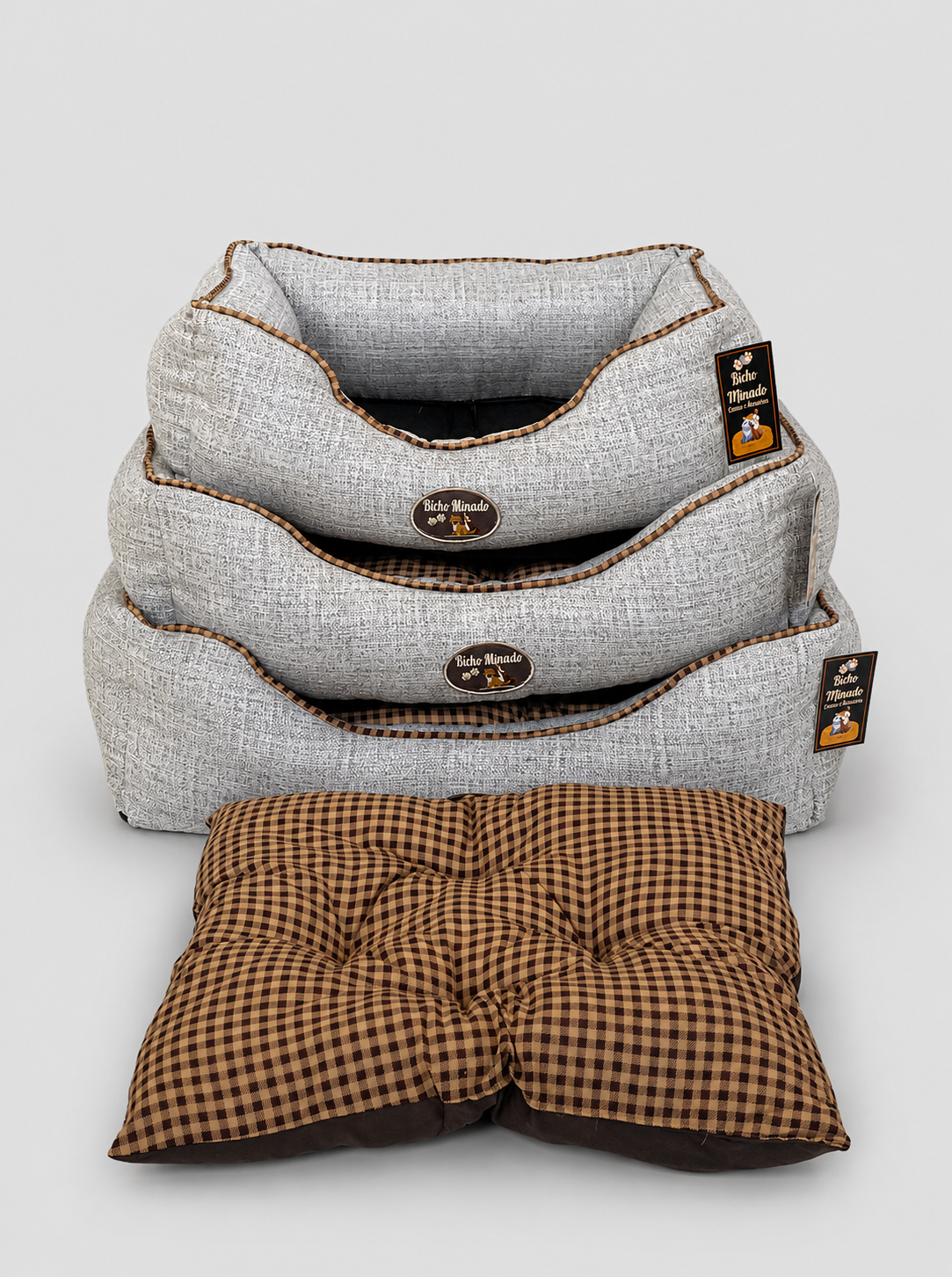 Conjunto 3 Camas Quadrada Luxo Suede Pet - Cachorro e Gato